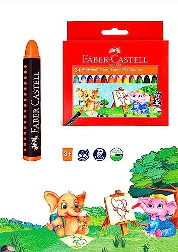 Image of Faber-Castell 90Mm Jumbo Wax Crayons (Pack of 24), Multicolor