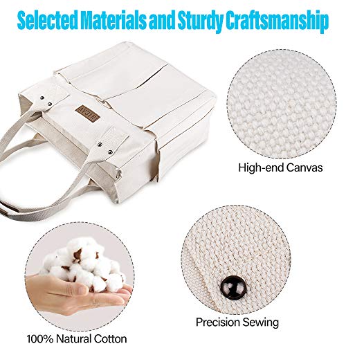 Nicav Canvas Tote Bags for Women, Large Utility Tote Bags with Pockets Zip Top for Teacher Nurse School Work - Image 4