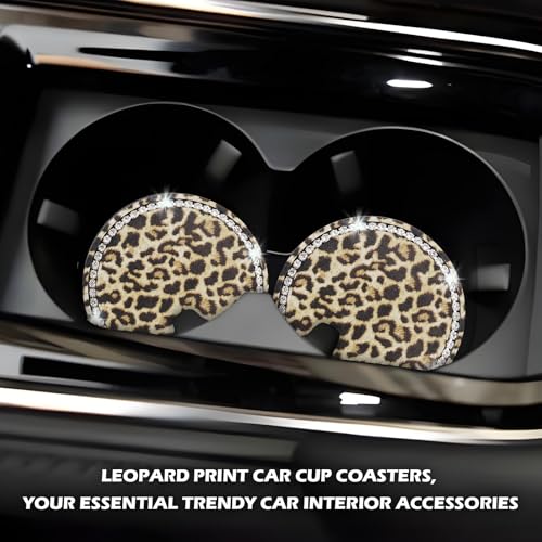 2 PCS Portavasos para Autos con Estampado Leopardo y Piedras miniatura 6