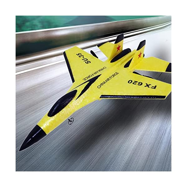 RC Flugzeug – 4 Richtungsfliegen, 2-Kanal-Fernbedienung 2,4 GHz ferngesteuerte Flugzeuge, EPP-Schaumstoff-Spielzeugflugzeug – Mini-Flugzeug ferngesteuertes Flugspielzeug (Gelb) – Bild 5