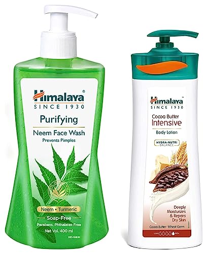 Image of Himalaya Purifying Neem Face Wash, 400 ml & Himalaya Herbals Cocoa Butter Intensive Body Lotion, 400ml