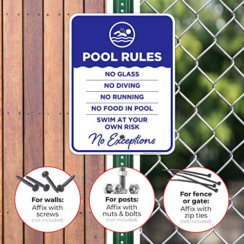 Señal piscina Pool Rules en aluminio 18x24 pulg miniatura 4