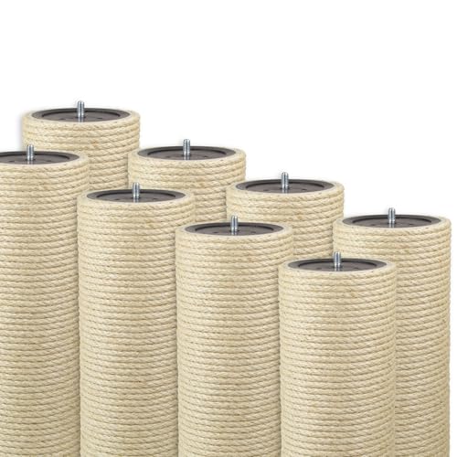Kratzbaumland 15 cm Deluxe-Endstamm mit Stehbolzen mit 8 mm Sisalseil Länge: 12 cm/Gewinde: 8 mm (M8) - Kratzbaumstamm für Katzen