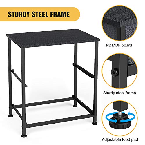 Yesker Nightstand with 2 Fabric Drawers - Sturdy Steel Frame, Small Dresser Storage Tower Organizer Unit for Child Room Bedroom Hallway Entryway Closets, Wide Wood Top, Easy Pull Handle Black Grey - Thumbnail 3