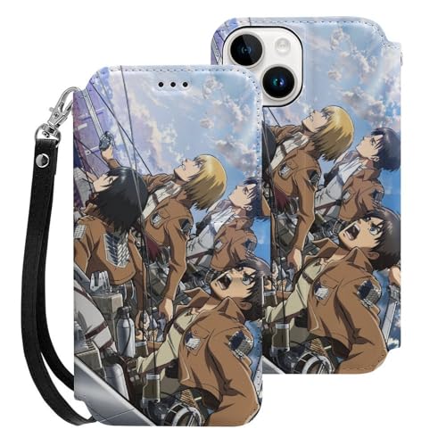 進撃の巨人 iPhone15用ケース 手帳型 財布型 スマホケース カード収納 PUレザー おしゃれ アイフォン15用ケース 全面保護 マグネット式 耐衝撃 脱着簡単