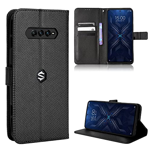 Elubugod Case for Xiaomi Black Shark 4 Leather Case Cover,Case for Xiaomi Black Shark 4 Pro 5G KSR-A0 KSR-H0 / Black Shark 4 5G PRS-A0 Case PU Leather flip Cover Black