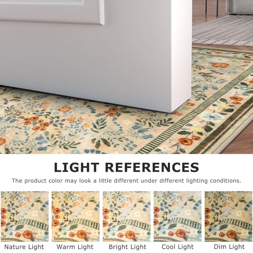 Tapete beige floral vintage 120x96 cm para sala miniatura 5