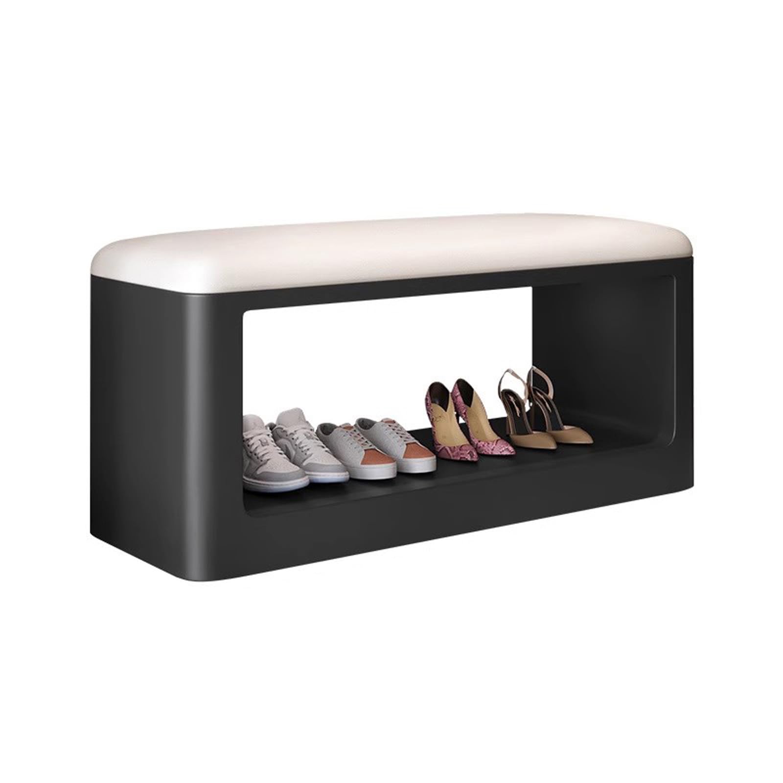 Banco de Entrada de Cuero con Asiento, Asiento de Ventana Banco de Zapatos para Baño Pasillo, Banqueta Tapizado Soporta hasta 330 LB