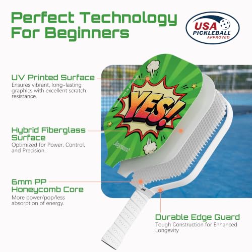 Image of Pickleball Paddles Set of 2, Lightweight Pickleball Racket for Beginner, USAPA Approved Fiberglass Surface Pickleball Set with Non-Slip Comfort Grip