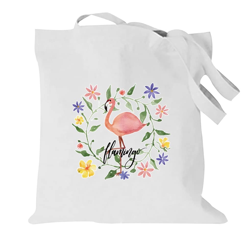 Flamingo Printed Canvas reusable grocery bags, Foldable Casual Travel HandBag, Shoulder Beach Tote Bags, Shopper bag eco friendly super strong washable Storage bags Shopping bag Canvas bag for Women