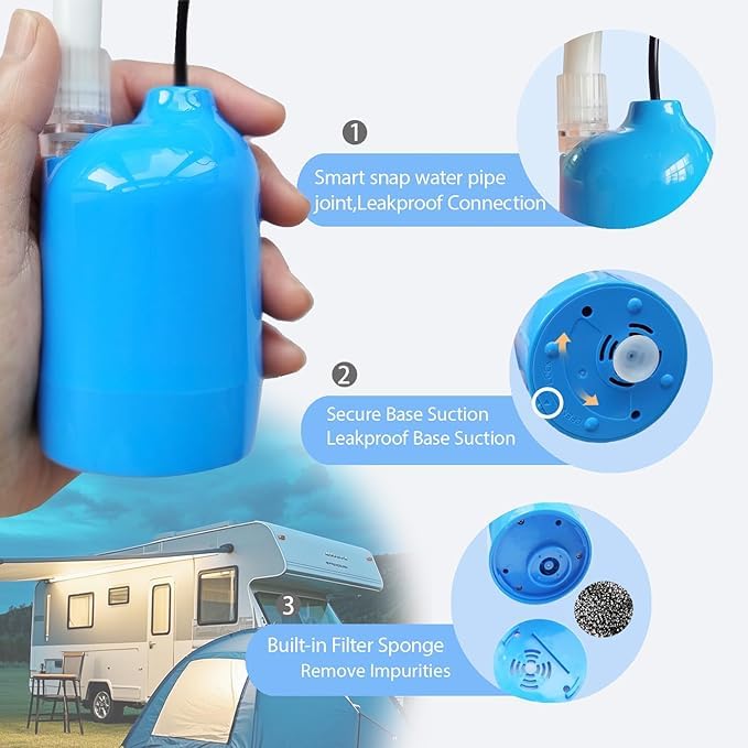 Portable 12V High Pressure Camp Shower Pump Compatible with Car Lighter Plug&PD Fast Charging Portable Power Banks by USB-C,Outdoor Shower for Camping miniatura 3