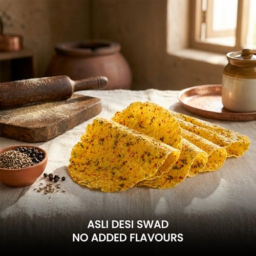 Image of GuptajiPapadwale Banarasi Aloo Papad homemade with Pure Mustard Oil & Zero Preservatives I Double Masala I 100% Natural sun dried potato papad I Crafted by women of Banaras - 800g