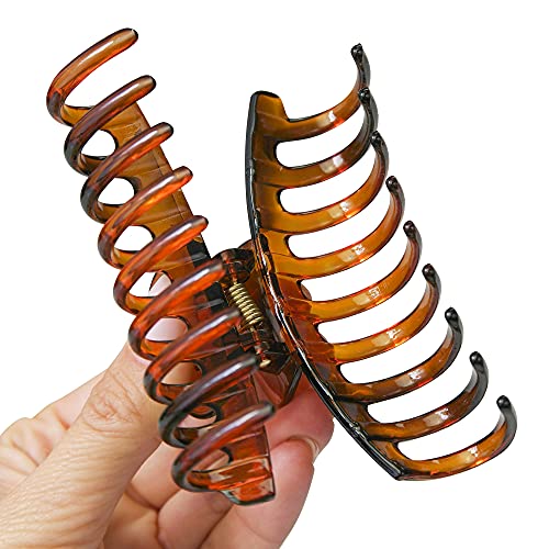 9cm Hair Clips Women Girls Hair Claw Clips Non-Slip Grip Strong Hold Brown/Black Hair Clips For Fine Hair Shiny Sectioning Styling Clips 2PCS Claws Set - Image 4