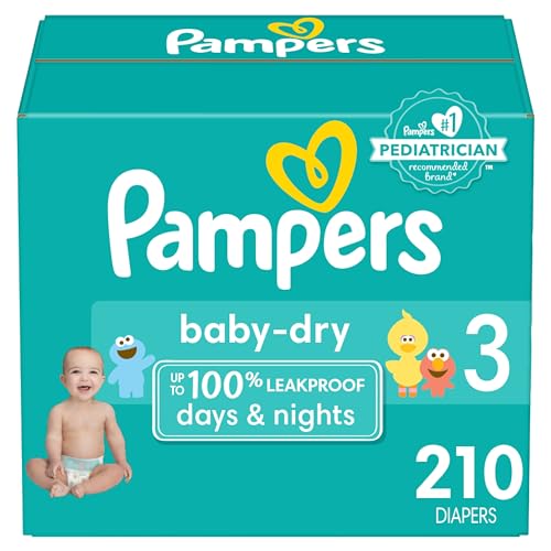 Image of Pampers Baby Dry Diapers - Size 3, One Month Supply (210 Count), Absorbent Disposable Diapers
