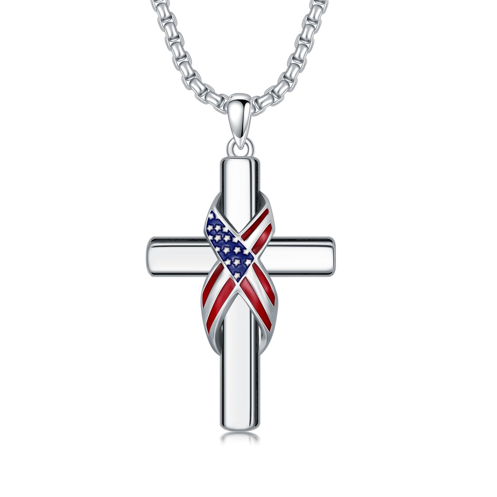 925 Sterling Silver Cross Pendant Necklace for Men Women Amulet Necklace Protection Jewelry Religious Gifts(With Gift Box)