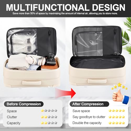 Image of Vacuum Seal Backpack Travel with Pump, Expandable Vacuum Backpack with Air Compression System, Airback Vacpack TSA Lock Water Resistant Carry-On Luggage (White)