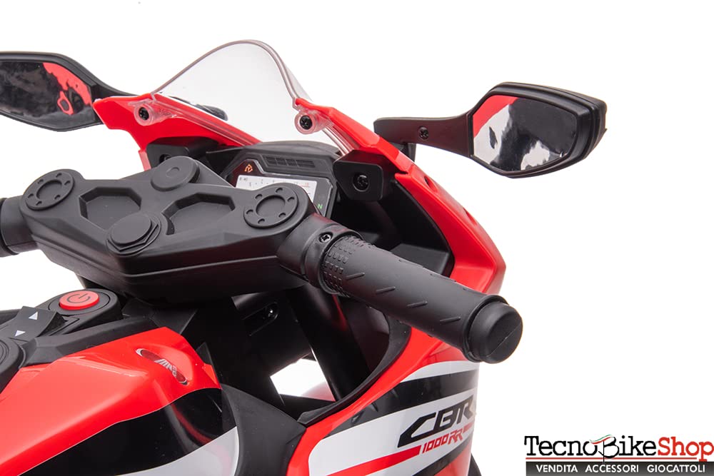 Moto Motocicletta Elettrica per Bambini Honda CBR 1000 RR 12v - Rotelle Luci Led Suoni (Bianco)