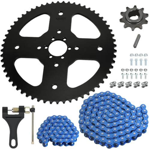 Image of High Torque 60T Sprocket 420 Chain with 90 Link Mini Bike Rear Chain | Mini Bike Sprocket and Chain Kit 40mm Bore Replacement for Coleman BT200X CT200U-EX CT200U CT100U Baja MB200 DB30 Parts