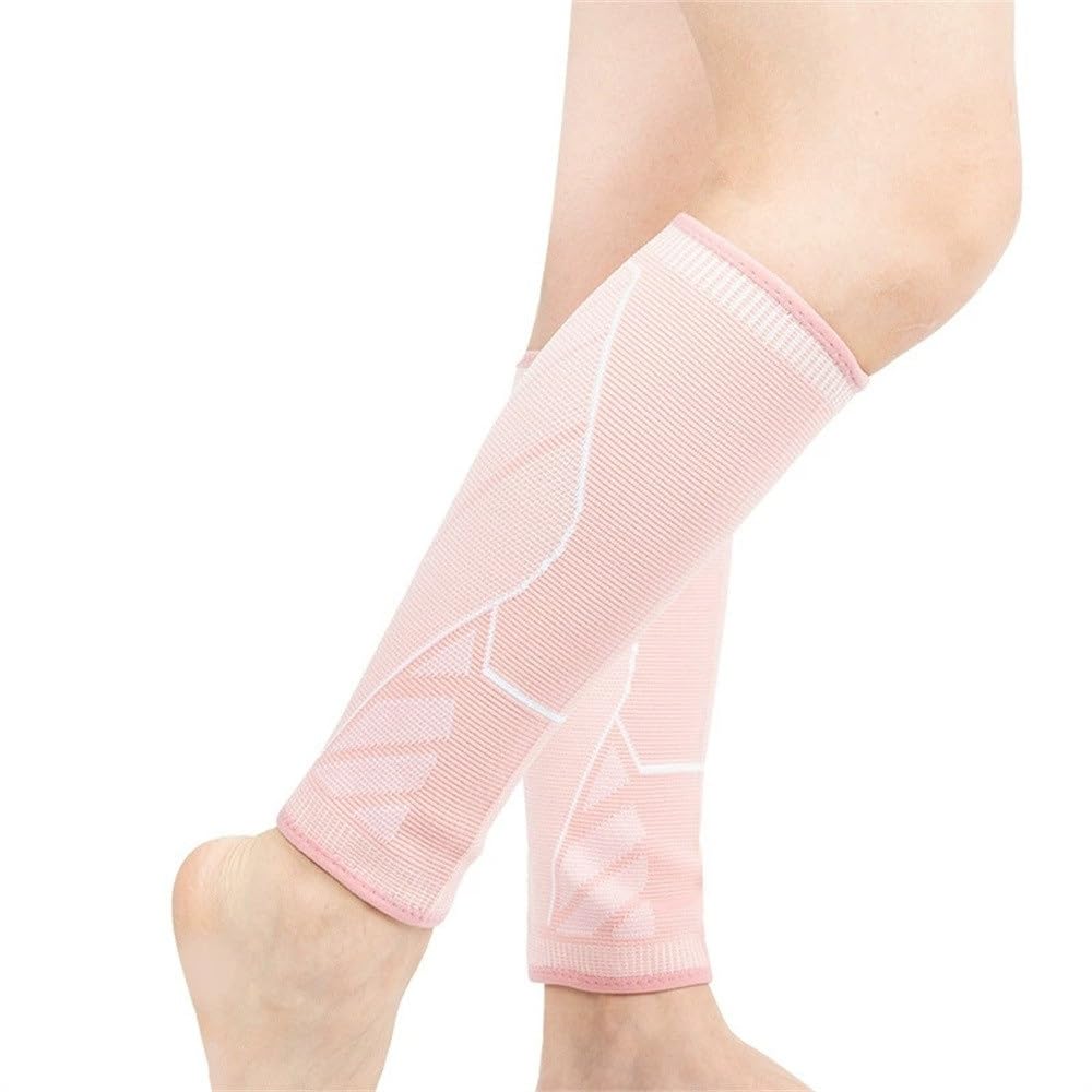 Kalbstütze Brace Beinschutz Kälteschutz Knöchelschutz Sportsocken(Pink,L)