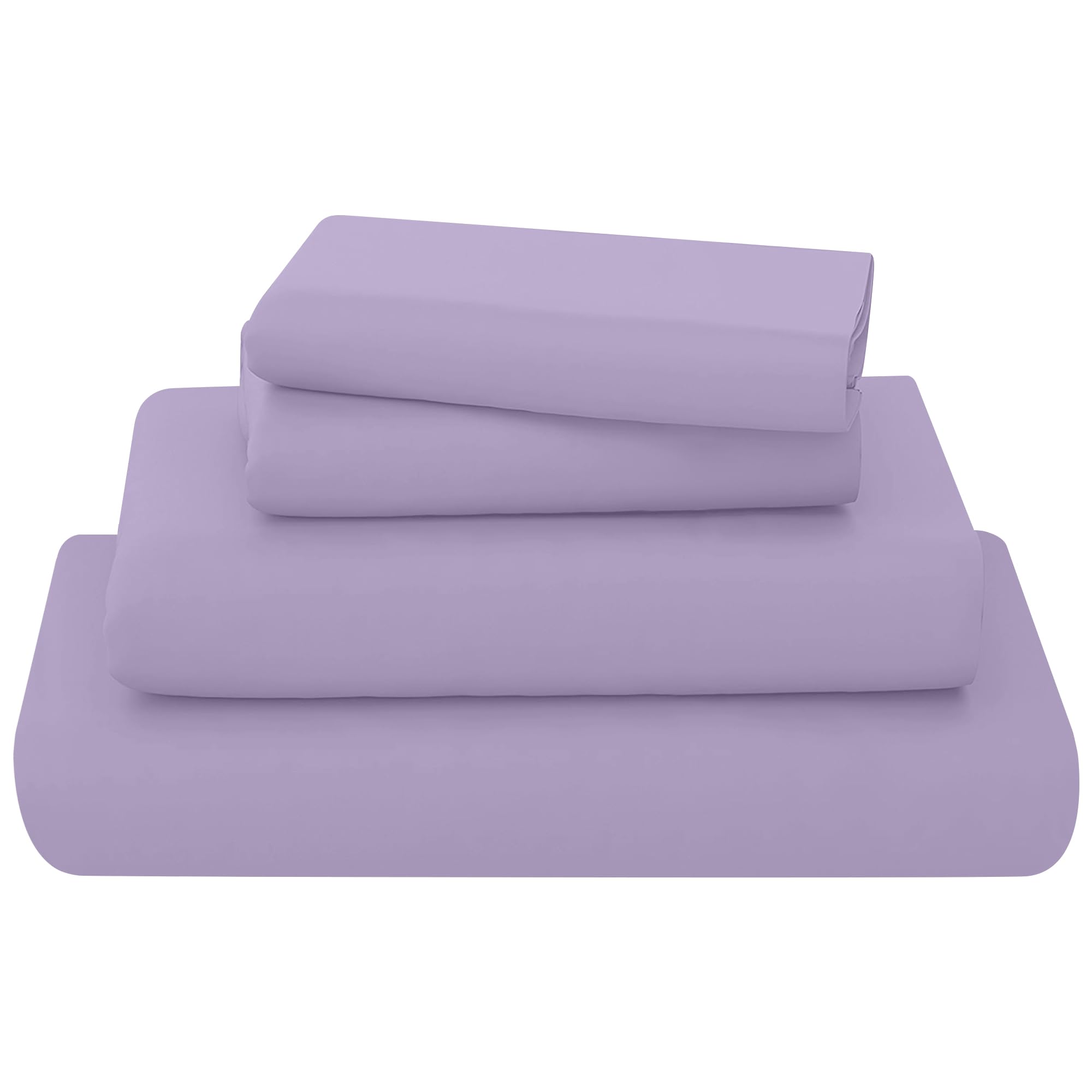 KOHSAR Lilac King Bed Sheet Set - 4 Pieces Poly Cotton Sheet Set King Size Soft Wrinkle Resistant Bedding Set - Flat Sheet + Fitted Sheet + 2 Pillowcases