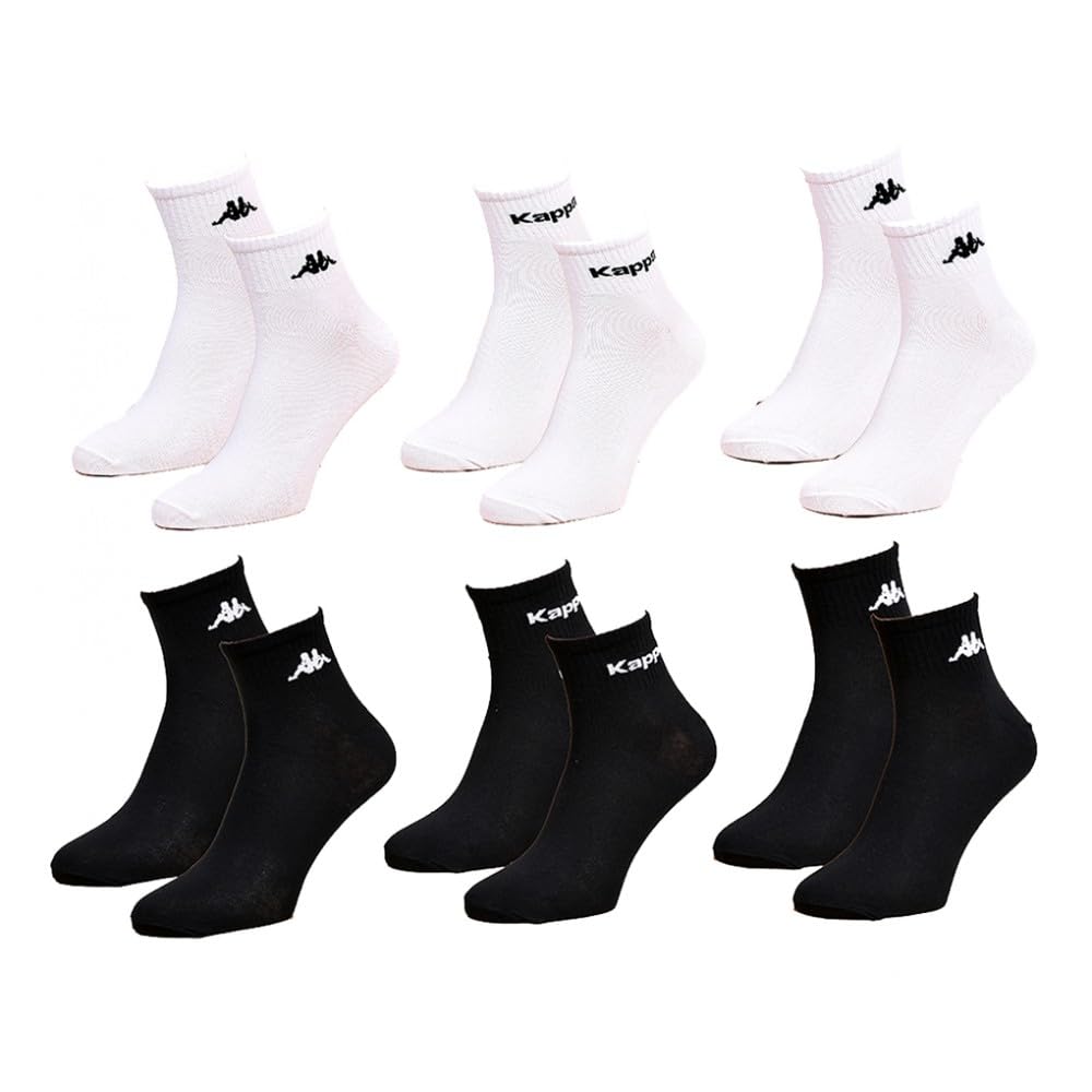 OZABI - KAPPA Sport, Urban and Comfort Women's Socks -Assorted Photo Models Depending on Arrivals- Multicolor, Pack of 6 Pairs (3 Black/3 White), 36-41