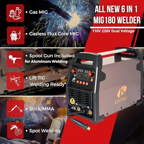 LOTOS Apex MIG180SP 6-in-1 Spool Gun Welder