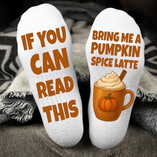 Funny Pumpkin Spice Latte Socks – Thanksgiving Gifts for Men and Women – Fall Coffee Lover2