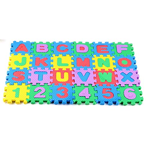 Image of FunBlast 36pcs Mini Puzzle Foam Mat for Kids, Interlocking Learning Alphabet and Number Mat for Kids - Multicolor (Mat 36Pcs)