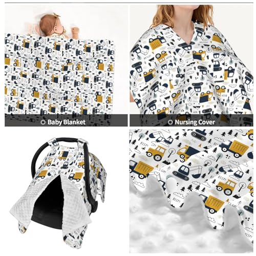 Image of Cars Truck Tractor Baby Car Seat Canopy Nursing Cover for Newborn Car Seat Breastfeeding Covers Blanket Newborn Shower Gift