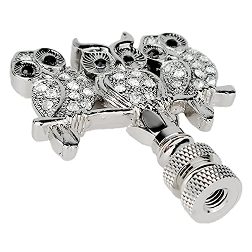 Image of Royal Designs, Inc. 3D Two-Sided Rhinestone Owl Trio Lamp Finial, F-5104-CH-1, Chrome