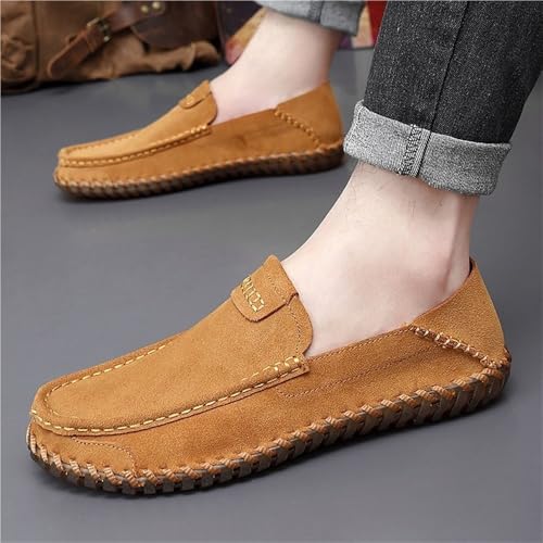 Mens Loafers Slip On Nubuck Leather Round Toe Lightweight Flexible Comfortable Driving Shoes Casual Party3