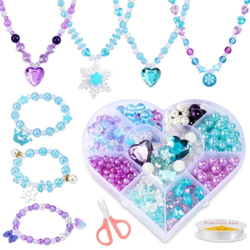 Hifot Enfant Perle Kit Bijoux Bricolage Perles Set Collier Bracelet Fleuron Neige Princesse