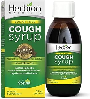 Herbion Naturals Cough Syrup with Stevia, Green, Sugar Free, 5.0 Fl Oz