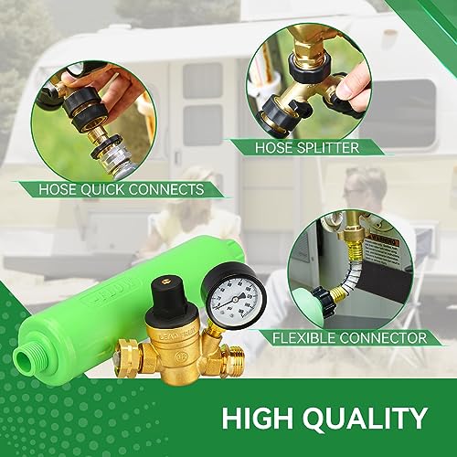 RVINGPRO RV Water Pressure Regulator and Filter Kit All-in-One Lead-Free Fresh Water Kit, Complete Drinking Water Hookup Kit for RV, Camper, Trailer - Thumbnail 6