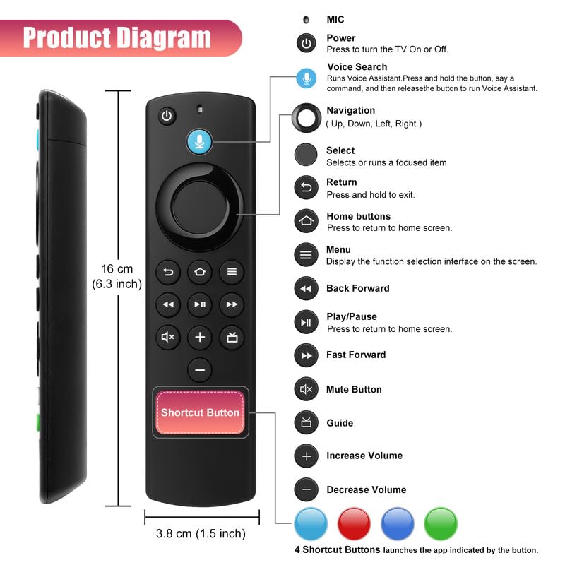 Image of Remote Fire Replacement Voice Control Compatible with All FireSeries, for Fire TV Stick 4K /Lite /4K Max /HD, for Firestick Cube(3rd /2nd Gen), for Insignia,Pioneer Fire Smart TV