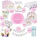 Unicorn Party Supplies Unicorn Party Decorations: Plates Cups Napkins Flatware Happy Birthday Banner Tablecloth Cake Topper Candles Paper Goodie Bags, 16 serves