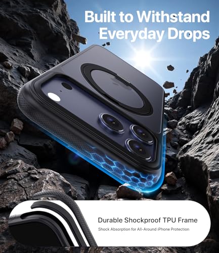 Image of for iPhone 17 Pro Max Case, Compatible with MagSafe, Slim Shockproof Military-Grade Rugged Protective Case with Stand, Camera Control, Comfort Grip (A-Black, iPhone 17 Pro Max)