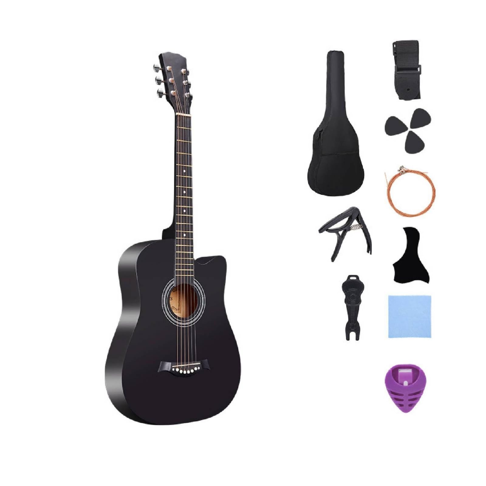 Gralara Akustikgitarre kompakt Gitarrenset mit Zubehör leicht Gitarren Set mit Tasche für unterwegs, Schwarz