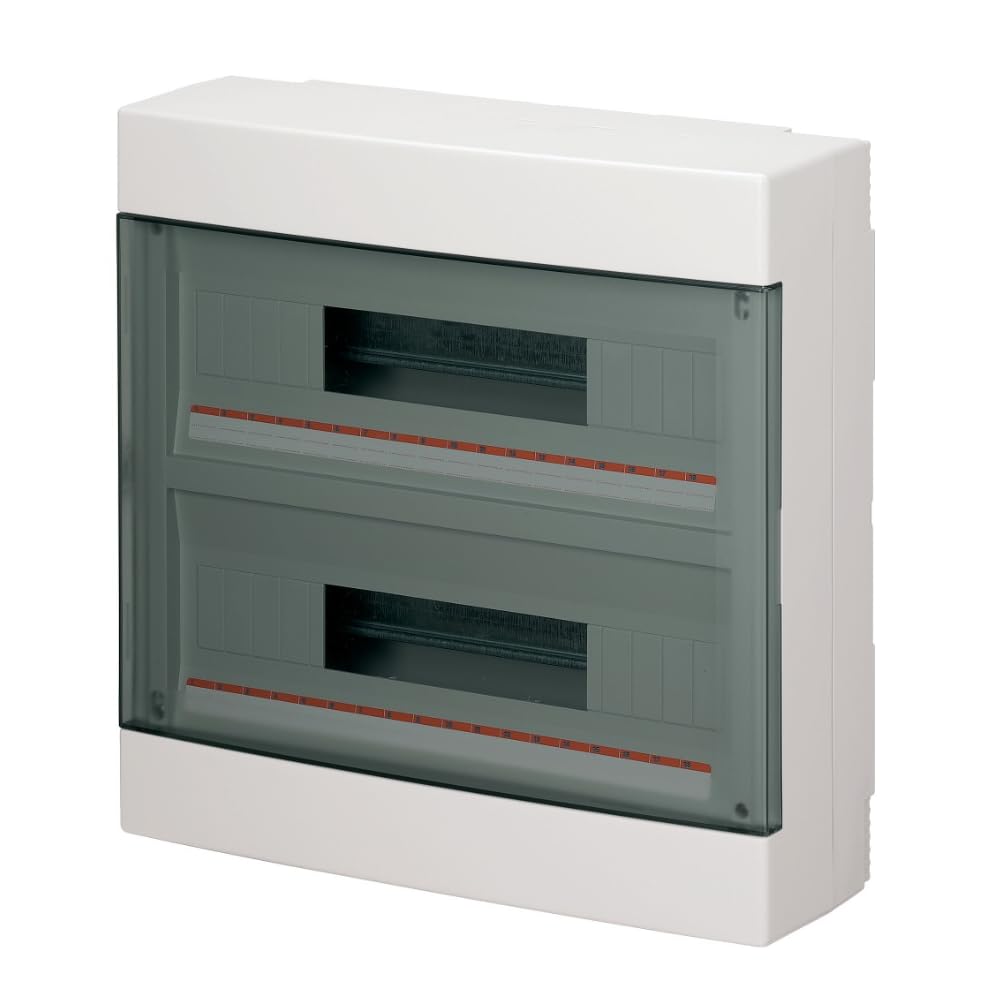 Centralino da Parete IP40 – Quadro Elettrico 36 Moduli Bianco con Portello Fumé – Barra DIN EN 50022 – per impianti elettrici civili e industriali – per installazione interruttori magnetotermici