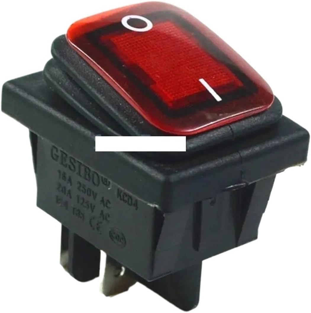 Power switch, Rocker Switch, Latching Toggle Pack Of 4 Multicolor 4Pin 2Pos 6Pin 3Pos 250V 16A(Black 4pin 2post)