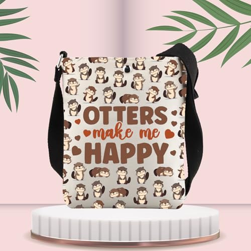 Otter Crossbody Bag Otter Gifts for Otter Lovers Gifts Sea Otter Gift Otters Make Me Happy Cross Body Bucket Bag with Strap3