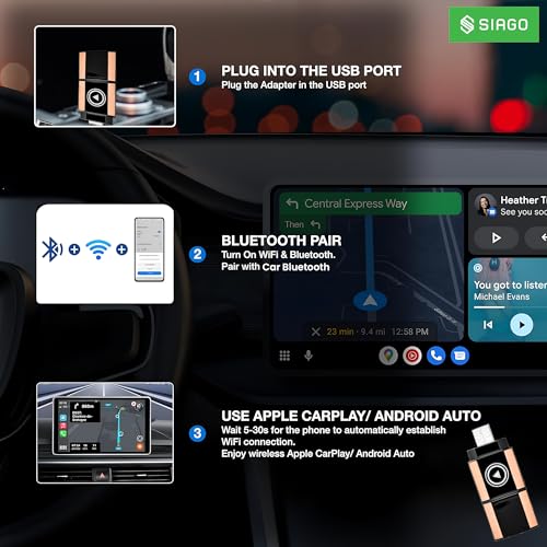 Image of SIAGO SIA391 Wireless CarPlay & Android Auto Converter | Smart Dongle with Wi-Fi & Google Play Access