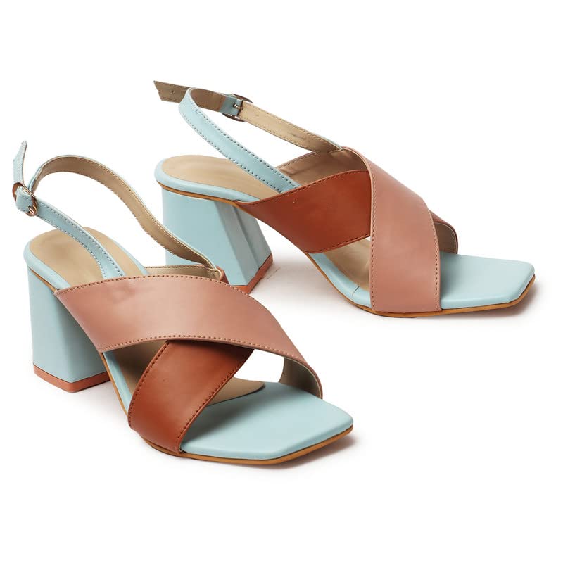 KIRAVI Wedges Heel Color- Blue Multicolor Criss Strap Block Heels, Size 8 (B0C2MY6774) Amazon Price History, Amazon Price Tracker