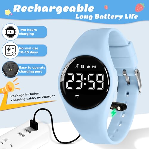 Image of Kids Watches for Girls Boys Digital Sport Watch with Step Counter Pedometer Vibration Alarm Clock, No App Waterproof Fitness Tracker Kids Watch Boys Girls Teens Students Ages 5-16