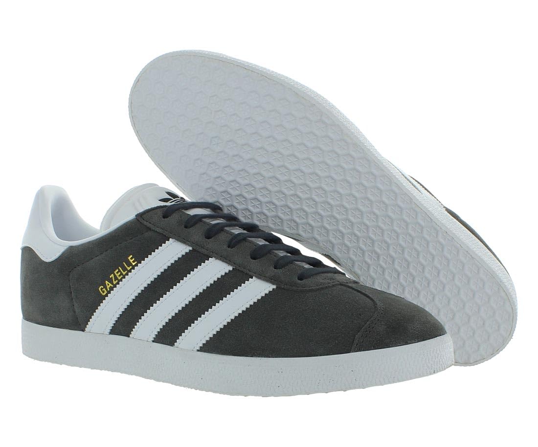 adidas Herren Gazelle Sneakers, Dark Grey Heather White Metallic Gold, 44 EU