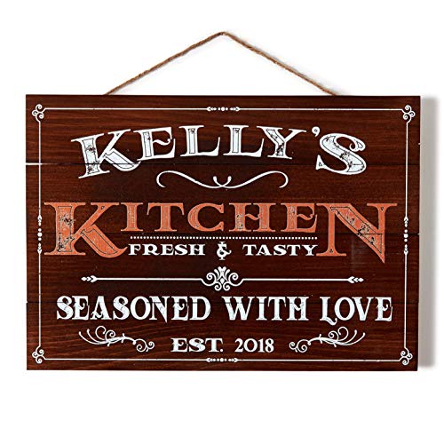 Artblox Personalized Wooden Kitchen Wall Decor | Farmhouse Kitchen Decor | Last Name Signs for Home | Family Sign | Housewarming Gifts | Wedding Gift - (13x9) - Brown