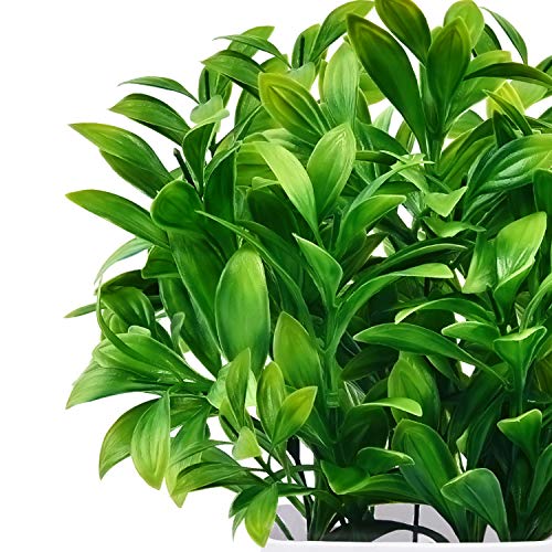 Martine Mall 10.3 Inches Faux Eucalyptus Plants Potted Artificial Plants In Pot Faux Plants Indoor Fake Potted Plants Fake Green Plant Bonsai With White Square Pot For Office Kitchen Table Home Decor #TOP3