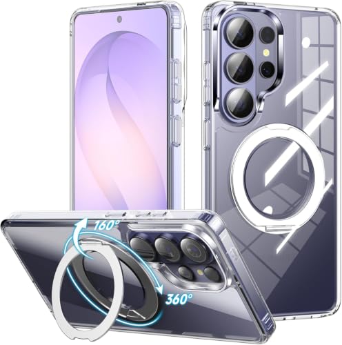 Image of EGOTUDE for Samsung Galaxy S26 Ultra Case | Clear Hard Back Cover with 360 Magnetic Rotate Stand