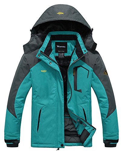 Wantdo Chaqueta Esquí Impermeable Contraiento con Forro Polar de Senderismo para Mujer Turquesa Large
