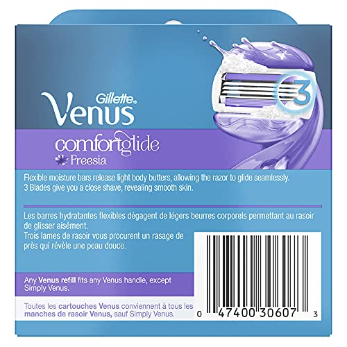 Gillette Venus ComfortGlide Womens Razor Blade Refills, 6 Count, Freesia Scented Gel Bar Protects Againist Skin Irritation
